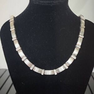 Vintage Silver 16" necklace with crystal stones